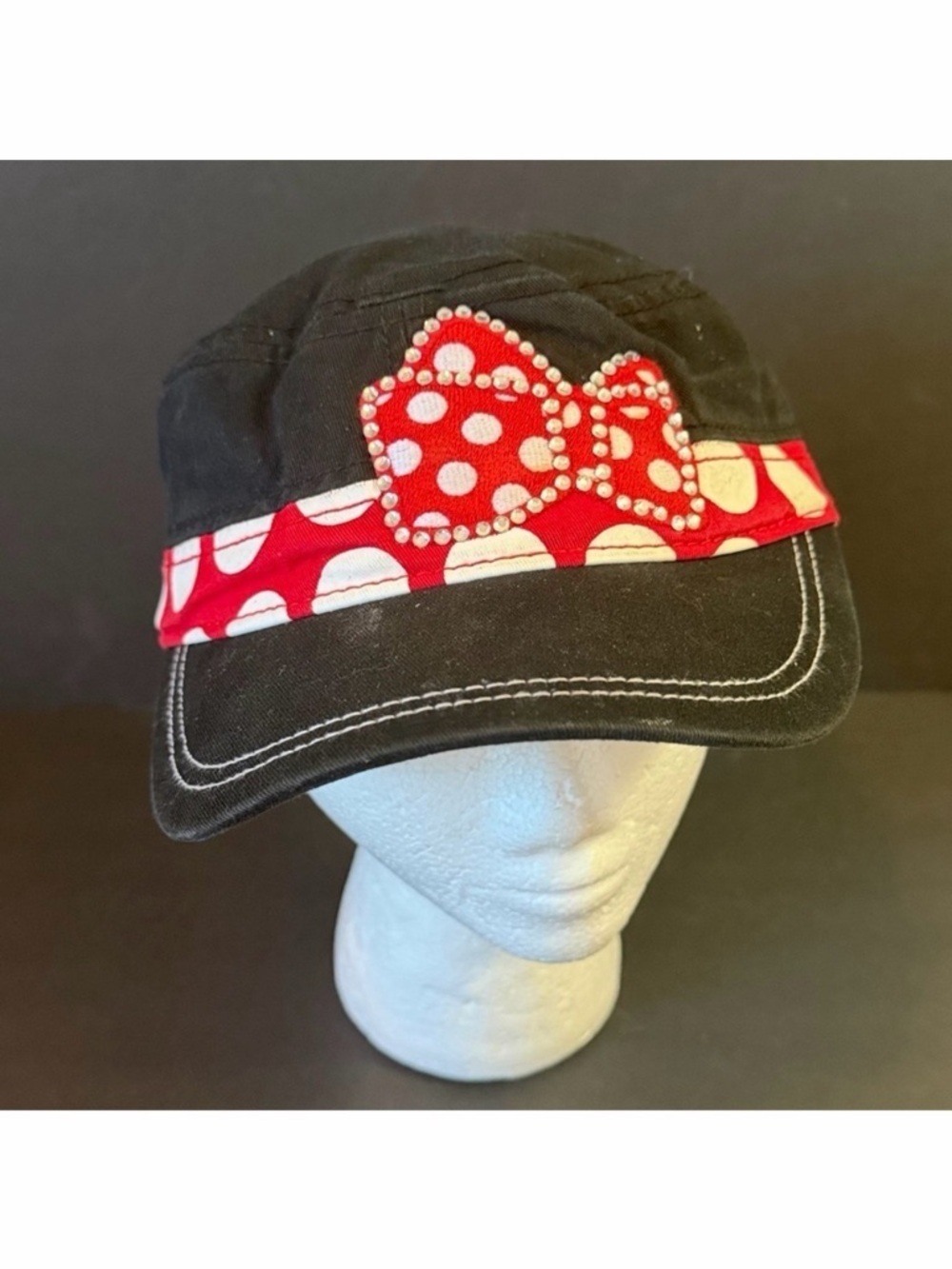 Disney Parks Minnie Mouse Hat Red Polka Dot Bow Baseball Cap Adult Cotton